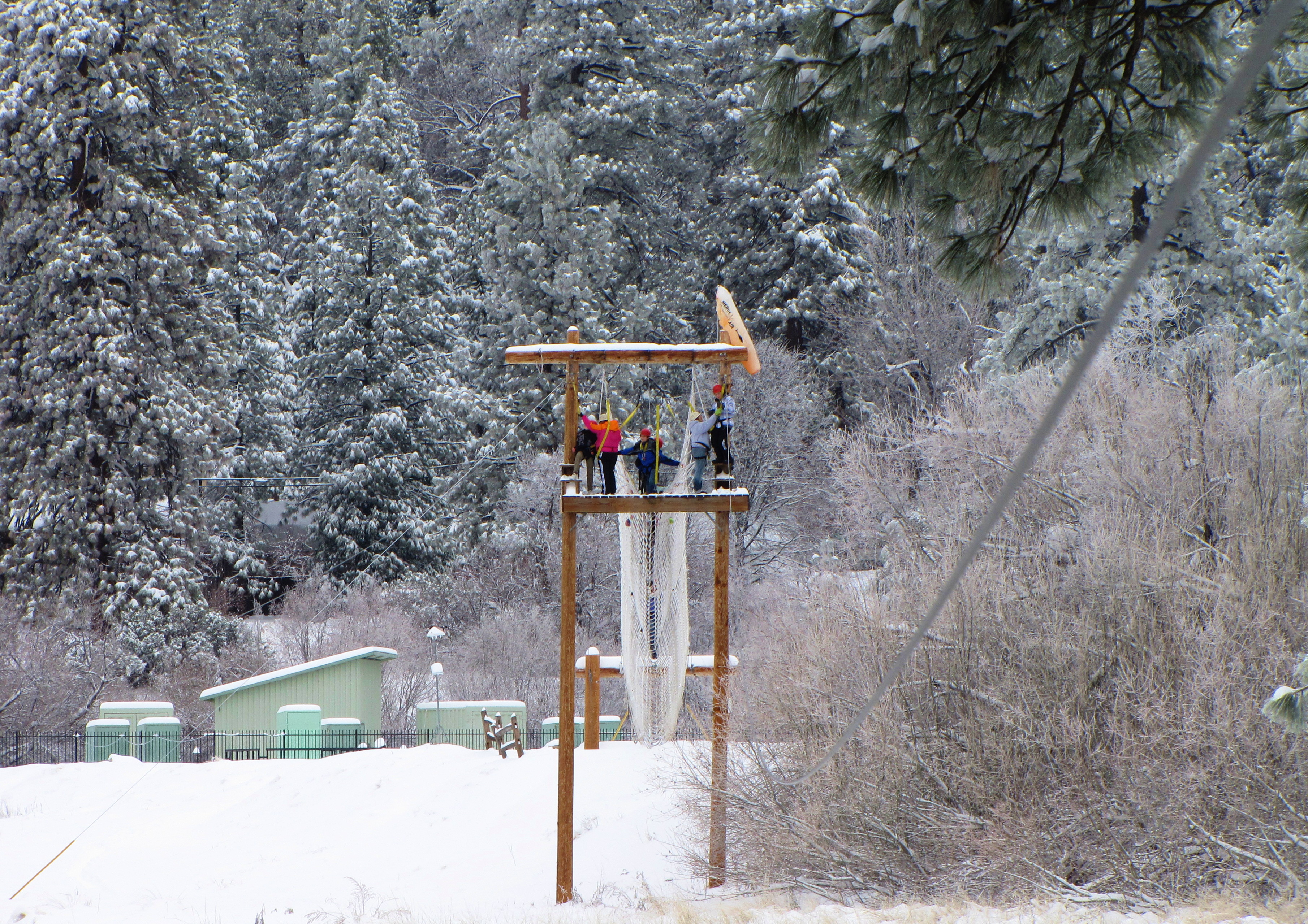 Zipline Tower in Snow