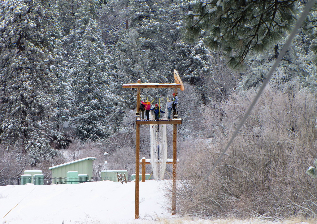 Zipline Tower in Snow